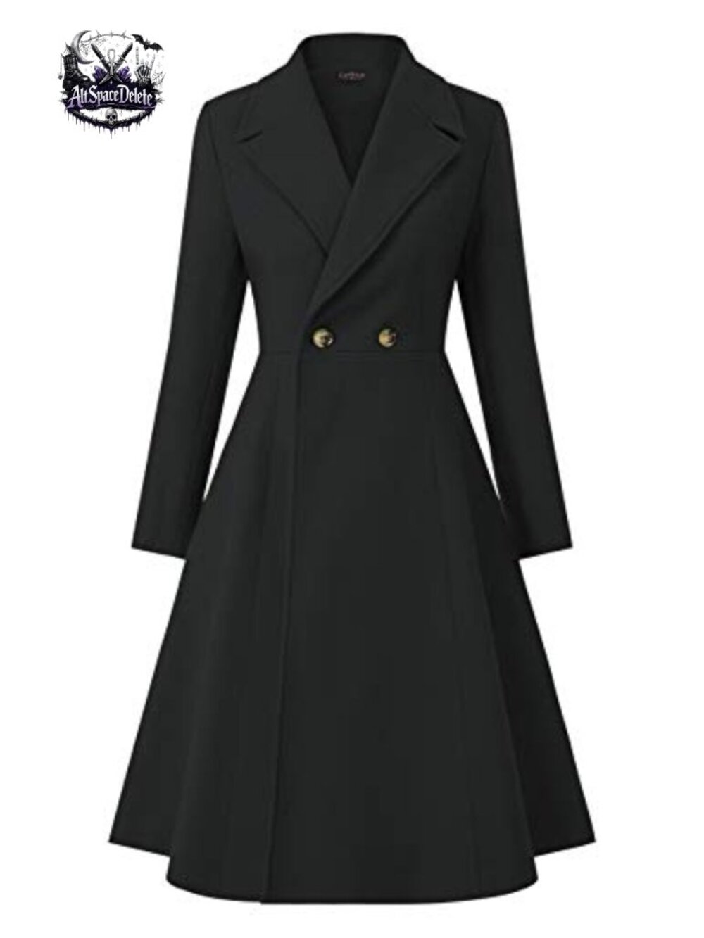 Women's Double Breasted A-Line Long Trench Pea Coat with Pockets